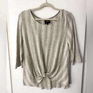 Neutral sandal wood beige rayon ￼ tie knot blouse